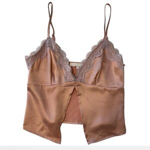 Revolve More To Come Pink Lace Trim Cami Crop Top Size Small.